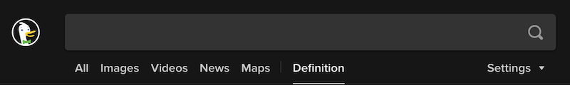 Screenshot of the Duck Duck Go search bar
