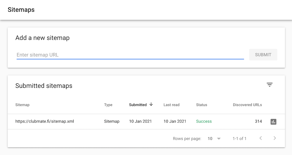 Screenshot of Google Search Console