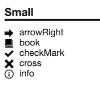 Screenshot of icons in a design system