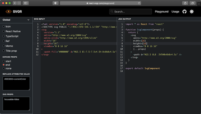 The SVGR graphical user interface